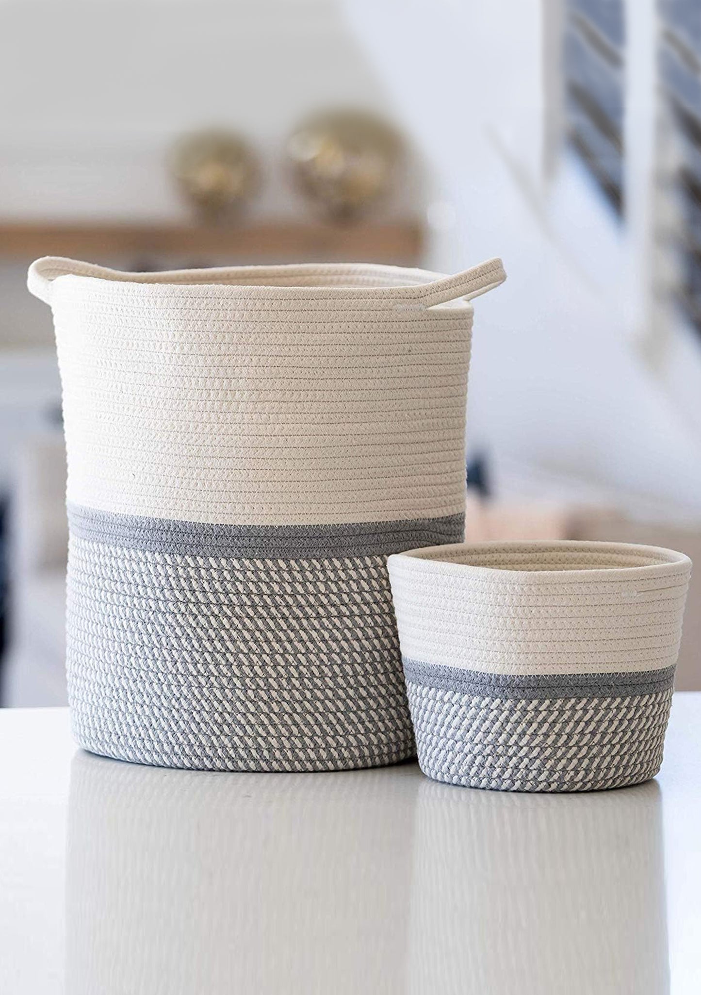 Striped basket set of 2